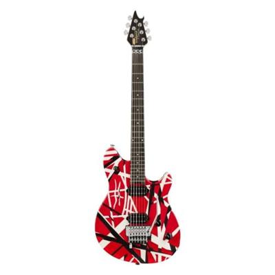 EVH Wolfgang Special Red with Black & White Stripes Satin elektrische gitaar met gigbag