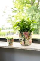 TS Collection bloempot monstera kunststof, metaal 23x20cm mystery - thumbnail