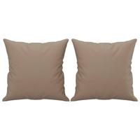 VidaXL Sierkussens 2 st 40x40 cm kunstleer cappuccino - thumbnail