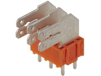 Weidmüller 9511420000 Splitter voor platte connectoren Insteekbreedte: 6.3 mm Insteekdikte: 0.8 mm 90 ° Deels geïsoleerd Oranje, Zilver 100 stuk(s)