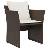 Tuinstoel met voetenbank poly rattan bruin - thumbnail
