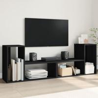 Tv-meubelen 2 st 75x30x50 cm bewerkt hout zwart - thumbnail