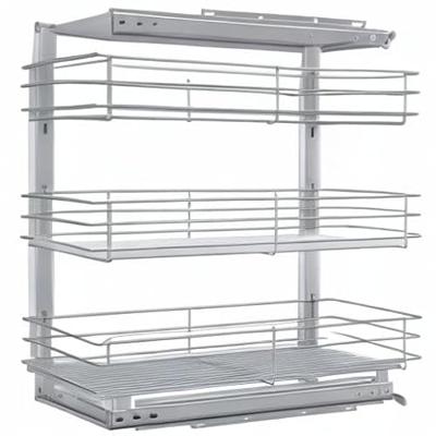 VidaXL Draadmand keuken uittrekbaar 3-laags 47x35x56 cm zilverkleurig