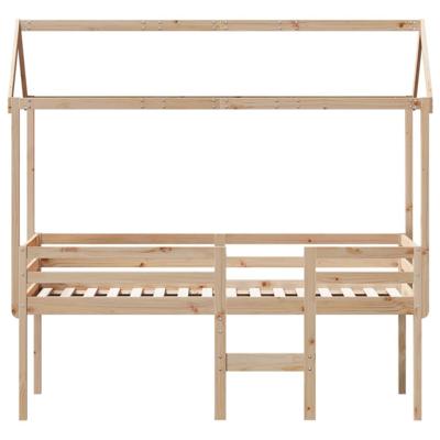 Hoogslaper met dak massief grenenhout wasbruin 75x190 cm - thumbnail