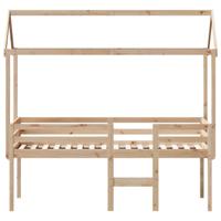 Hoogslaper met dak massief grenenhout wasbruin 75x190 cm - thumbnail