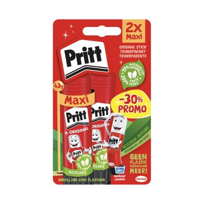 Pritt plakstift, 43 g, blister van 2 stuks, korting van 30 % Pritt plakstift, 43 g, blister van 2 stuks, korting van 30 %