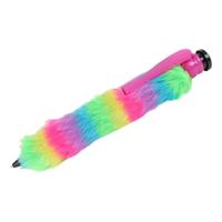 Glamour Fluffy Jumbo Regenboog Pen - 28cm - thumbnail