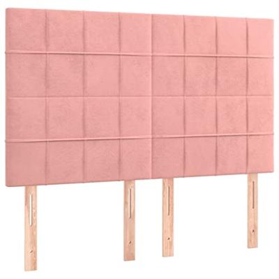 Boxspring met matras fluweel roze 140x200 cm