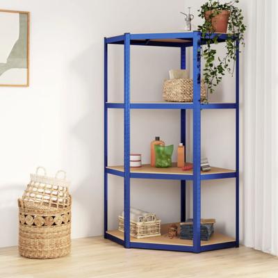 VidaXL Hoekrek 4-laags staal en bewerkt hout blauw VidaXL Hoekrek 4-laags staal en bewerkt hout blauw