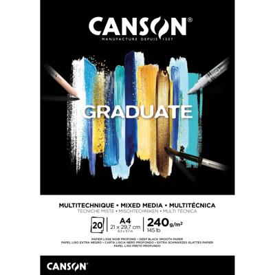Mixed mediapapier canson graduate 240gr a4 zwart