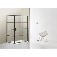 Marenza Bellini Douchecabine - 120x100cm - vast paneel - veiligheidsglas - frame lines buitenzijde - anti kalk - mat zwart sw491683/sw491687 - thumbnail