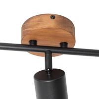 QAZQA Industriële spot zwart met hout kantelbaar 3-lichts - Jeana - thumbnail