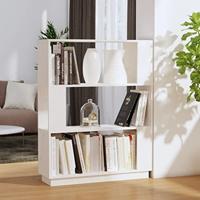 Boekenkast/kamerscherm 80x25x101 cm massief grenenhout wit - thumbnail