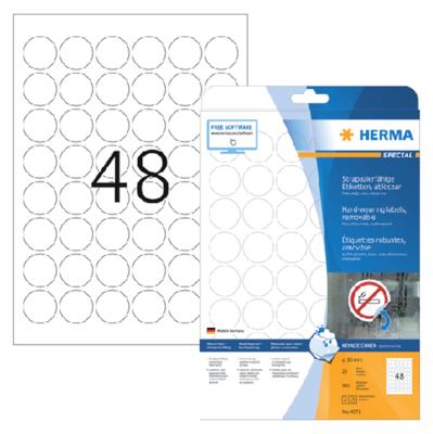 Etiket herma 4571 30mm rond folie wit 960st Etiket herma 4571 30mm rond folie wit 960st