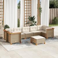 8-delige Loungeset met kussens poly rattan beige - thumbnail