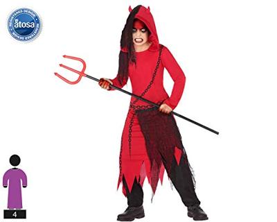 Kostuums voor Kinderen Demon Rood Zwart 4 pcs - Maat: 10-12 Jaar - Maat: 10-12 Jaar