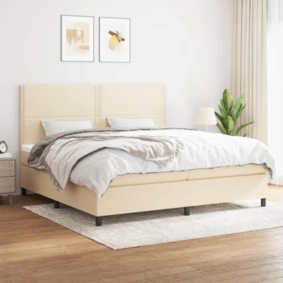 Boxspring met matras stof crèmekleurig 200x200 cm