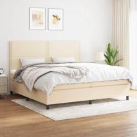 Boxspring met matras stof crèmekleurig 200x200 cm - thumbnail