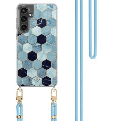 Samsung Galaxy S24 FE hoesje met blauw koord - Blue cubes
