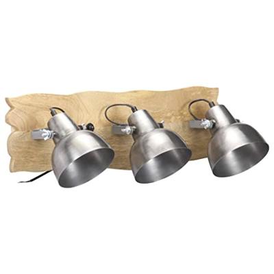 VidaXL Wandlamp industrieel e27 68x23 cm mangohout zilverkleurig
