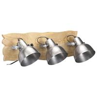 VidaXL Wandlamp industrieel e27 68x23 cm mangohout zilverkleurig - thumbnail