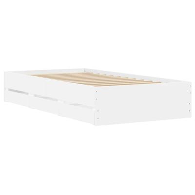 Bedframe met lades bewerkt hout wit 100x200 cm