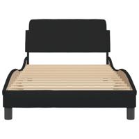 Bedframe met hoofdbord stof zwart 100x200 cm - thumbnail