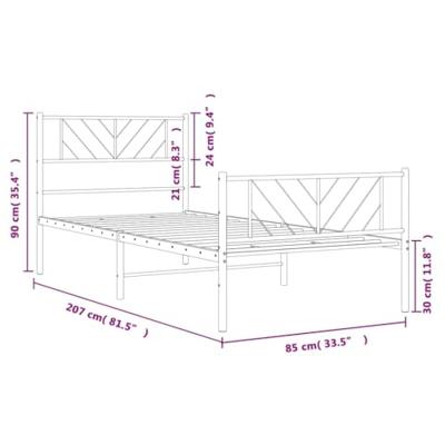 Bedframe met hoofd- en voeteneinde metaal zwart 80x200 cm