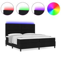 Boxspringbed met Matras en LED Licht in Zwart, 200 x 200 cm Stof - thumbnail