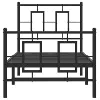 Bedframe met hoofd- en voeteneinde metaal zwart 75x190 cm - thumbnail