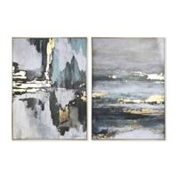 Canvas Home ESPRIT Groen Grijs Gouden Abstract 103 x 4,5 x 143 cm (2 Stuks) - thumbnail