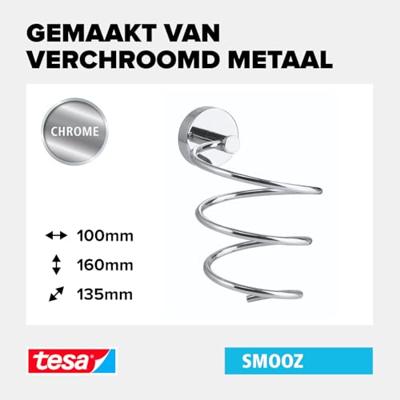 tesa 40325-00000-00 SMOOZ Föhnhouder Lijm Chroom (glanzend)