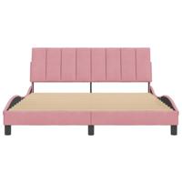 Bedframe met hoofdeinde fluweel roze 160x200 cm - thumbnail