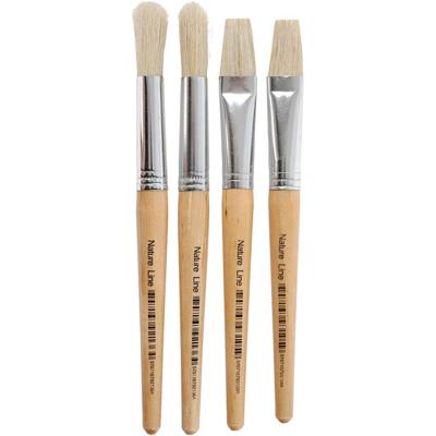 Creativ Company Kwasten voor kinderen, afm 15, l: 18,5+19,5 cm, b: 11+17 mm, plat,rond, 4 stuk/ 1 doos Creativ Company Kwasten voor kinderen, afm 15, l: 18,5+19,5 cm, b: 11+17 mm, plat,rond, 4 stuk/ 1 doos