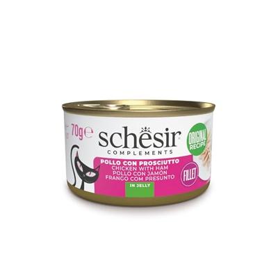 SCHESIR Chicken with ham in jelly - nat kattenvoer - 70g