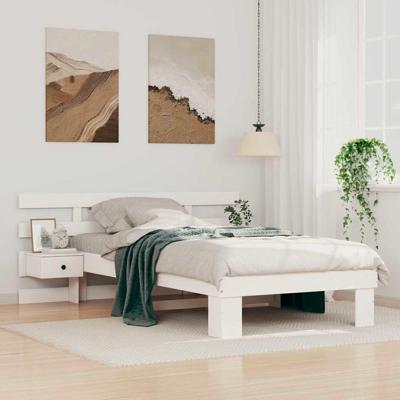Bedframe met hoofdeinde Wit 80 x 200 cm Massief grenenhout