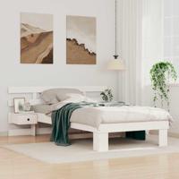Bedframe met hoofdeinde Wit 80 x 200 cm Massief grenenhout - thumbnail