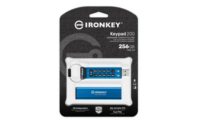 Kingston IronKey Keypad 200 USB-stick Retail 256 GB Blauw IKKP200/256GB USB-A 3.2 Gen 1 Kingston IronKey Keypad 200 USB-stick Retail 256 GB Blauw IKKP200/256GB USB-A 3.2 Gen 1