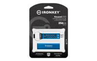 Kingston IronKey Keypad 200 USB-stick Retail 256 GB Blauw IKKP200/256GB USB-A 3.2 Gen 1 - thumbnail