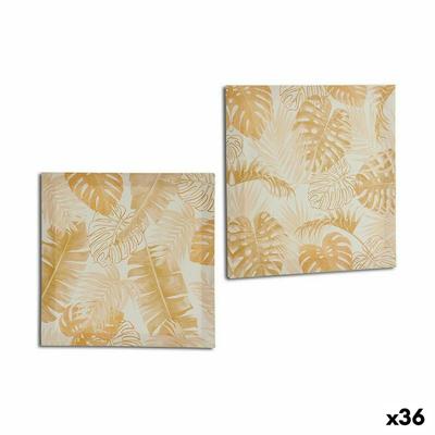Canvas Blad van een plant Gouden 28 x 28 x 1,5 cm (36 Stuks)