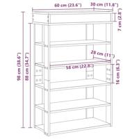 VidaXL Schoenenrek 60x30x98 cm bewerkt hout bruin eikenkleur - thumbnail