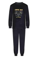 Outfitter velours jongens pyjama - Game on Winter - Maat 128 - 128 - Blauw - thumbnail