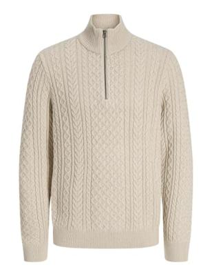 Jack & Jones Jprblusean Knit Cable Half Zip Sn Trui Silver Lining