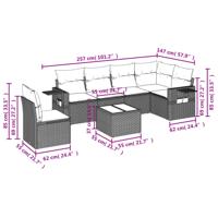 7-delige Loungeset met kussens poly rattan beige - thumbnail