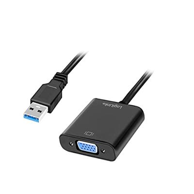 LogiLink UA0231 USB / VGA Adapter [1x USB 3.2 Gen 1 stekker A (USB 3.0) - 1x VGA-bus] Zwart 10.00 cm