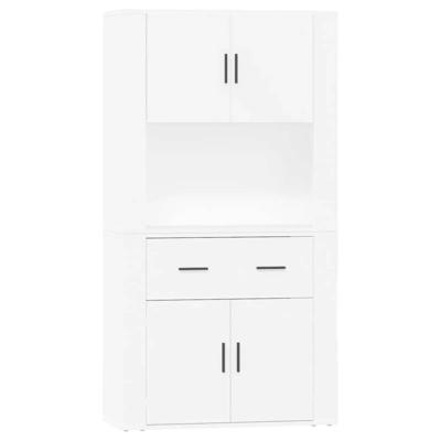 Hoge kast bewerkt hout wit