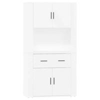 Hoge kast bewerkt hout wit - thumbnail