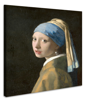 Schilderij -Johannes Vermeer - Het meisje met de parel 3 maten, reproductie van het beroemde schilderij, 1 op 1 kopie