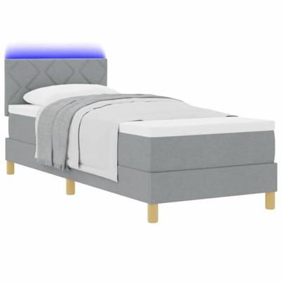Boxspring bed met matras Lichtgrijs 80 x 200 cm Stof