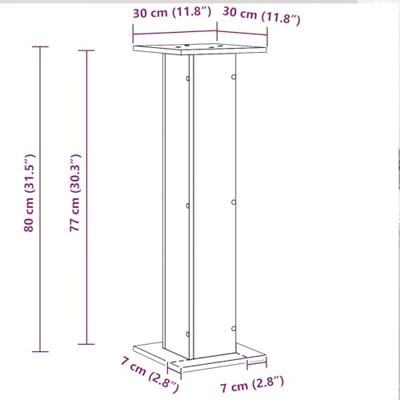 VidaXL Plantenstandaard 2 pcs zwart eiken 30 x 30 x 80 cm bewerkt hout